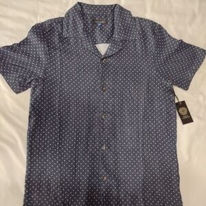 Vince Camuto Medium Short Sleeve Button Up Shirt Men's Dark Navy Blue New